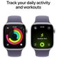 Apple Watch Series 11 (GPS+Cellular) 42mm Aluminum Case with Purple Fog - S/M Sport Band in Silver and 2-Year AppleCare+, , large