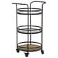Maple and Jade 3-Shelf Bar Cart with Handle in Matte Black, Natural Brown and Clear, , large