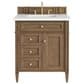 James Martin Brittany 30" Single Bathroom Vanity in Pecan with 3 cm White Zeus Silestone Top and Rectangular Sink, , large