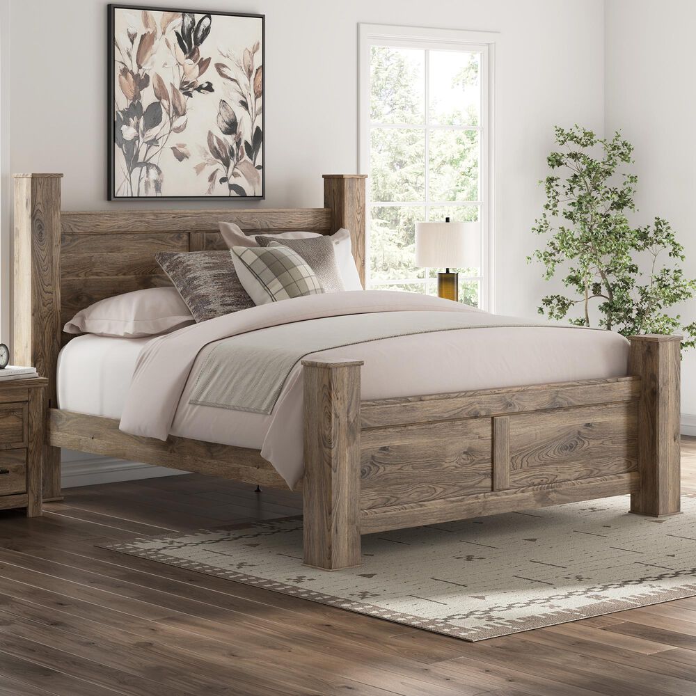 Ashley Rusticott King Poster Bed in Brown, , large