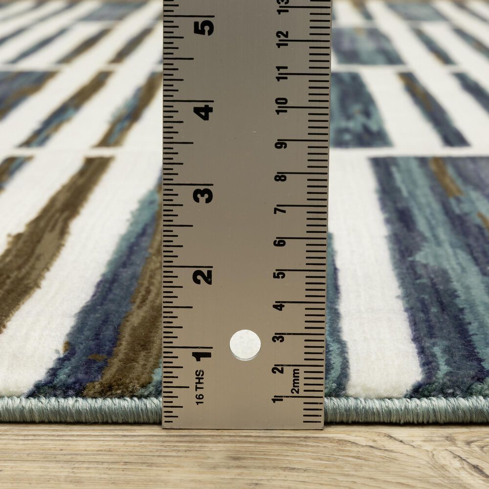 Oriental Weavers Reed RE05A 2&#39;3&quot; x 7&#39;6&quot; Ivory and Blue Runner, , large