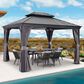 HOMLUX 12-ft x 10-ft Permanent Hardtop Gazebo Gray Gazebo with Hardtop Roof (Screen Included), , large