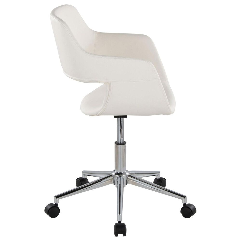 LumiSource Margarite Swivel Task Chair with White Faux Leather Cushion in Chrome, , large
