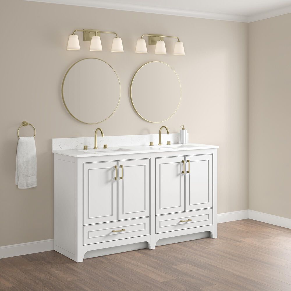 37B Lucerne 60" Double Bathroom Vanity in Bright White with Marble Top and Backsplash, , large