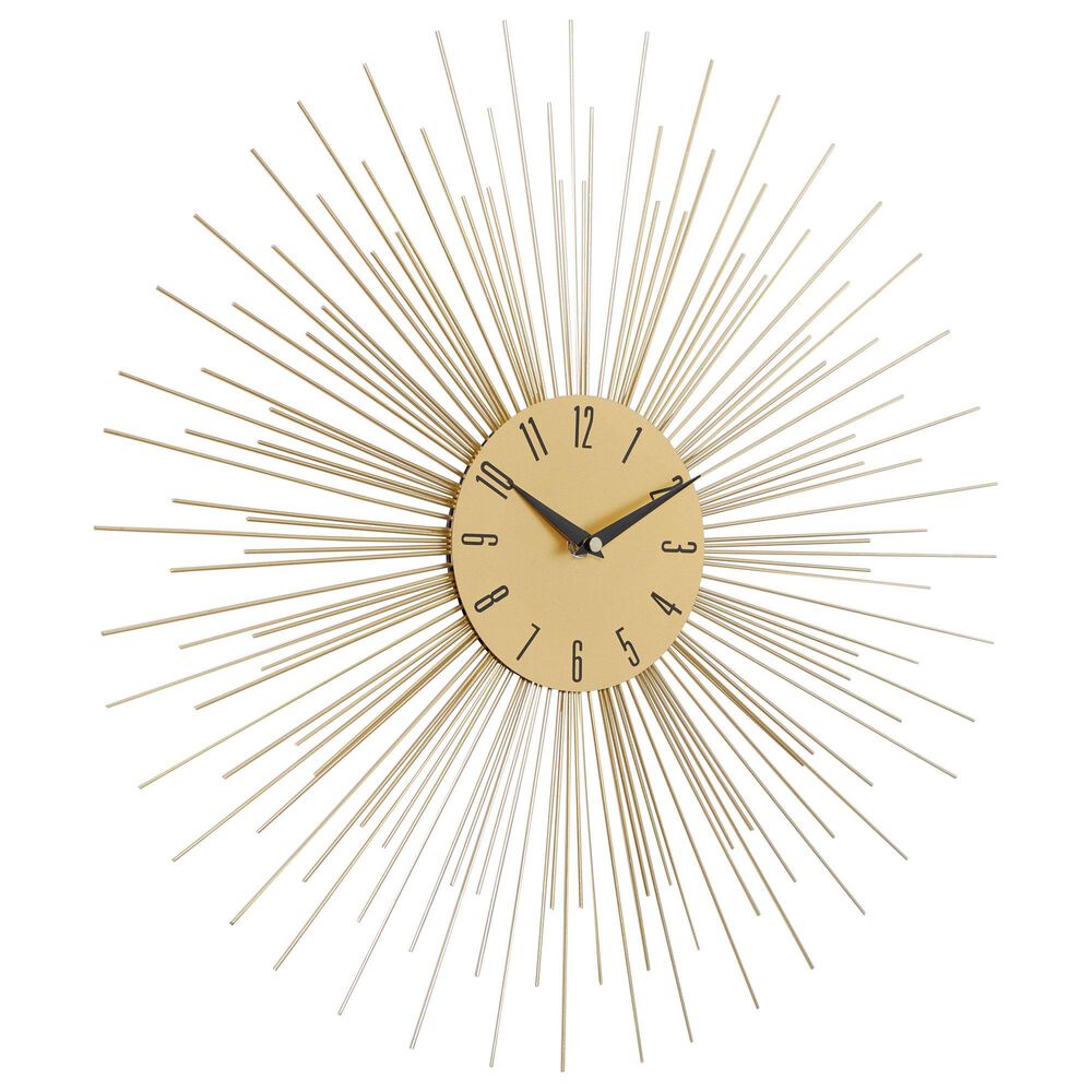 Maple and Jade 19" Metal Wall Clock in Gold, , large