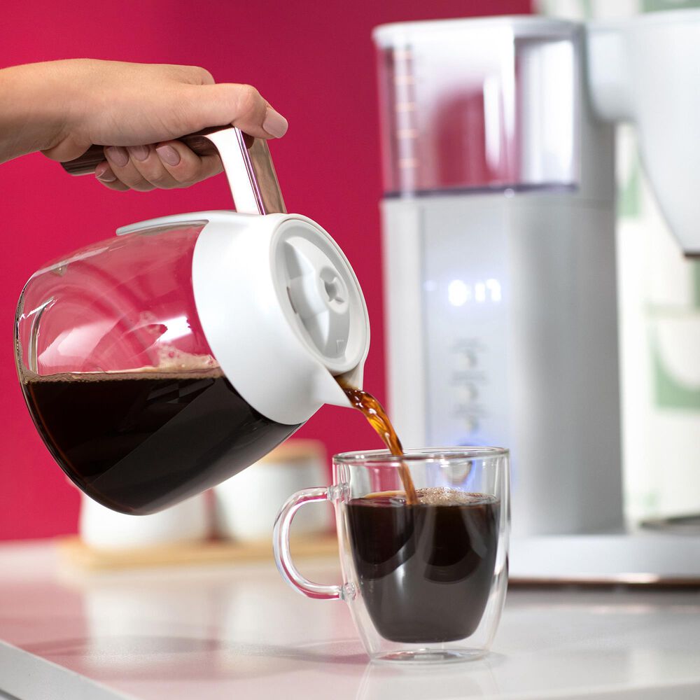 Cafe Specialty Drip Coffee Maker with Glass Carafe in Matte White, , large