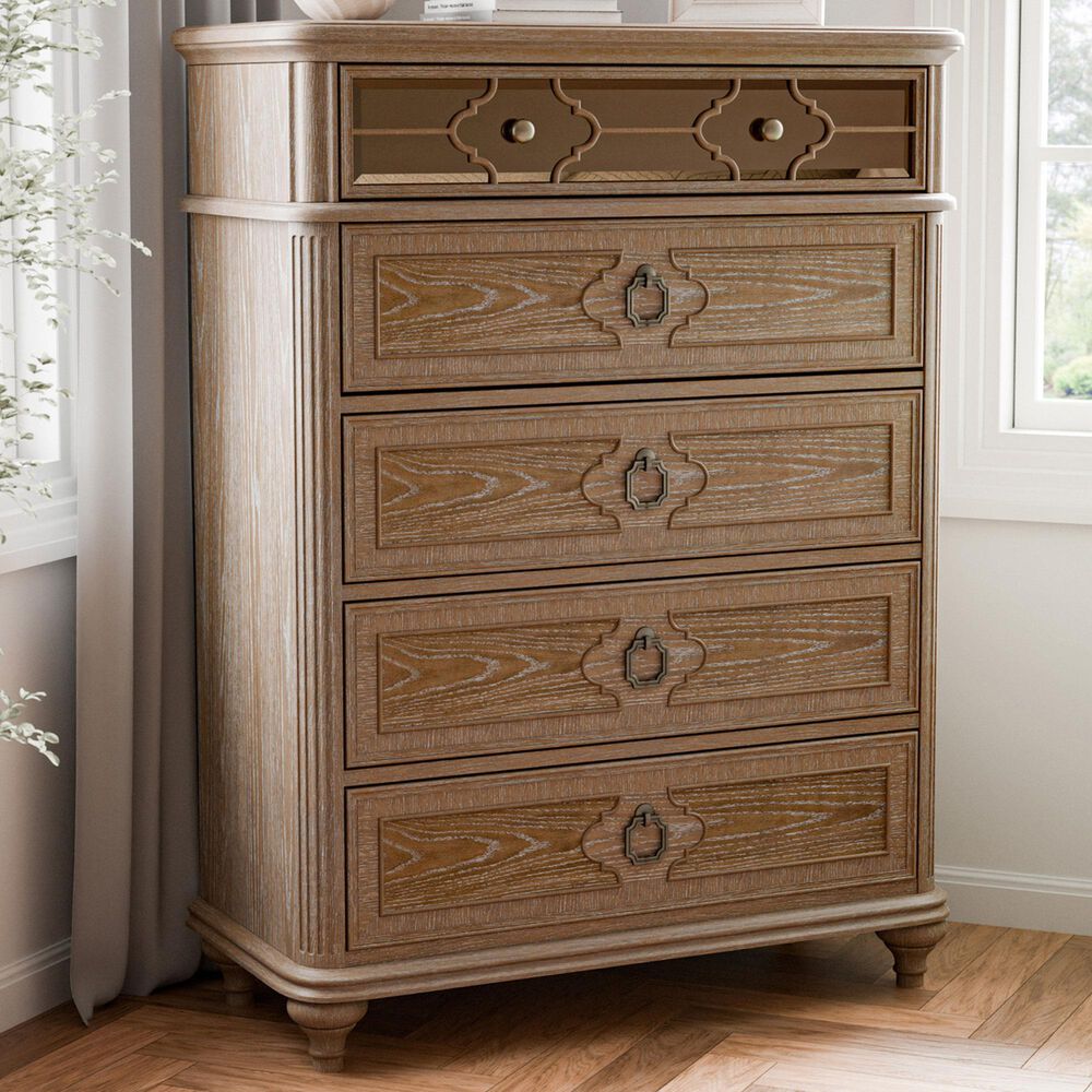 Furniture of America Lyris 5-Drawer Chest in Rustic Oak, , large