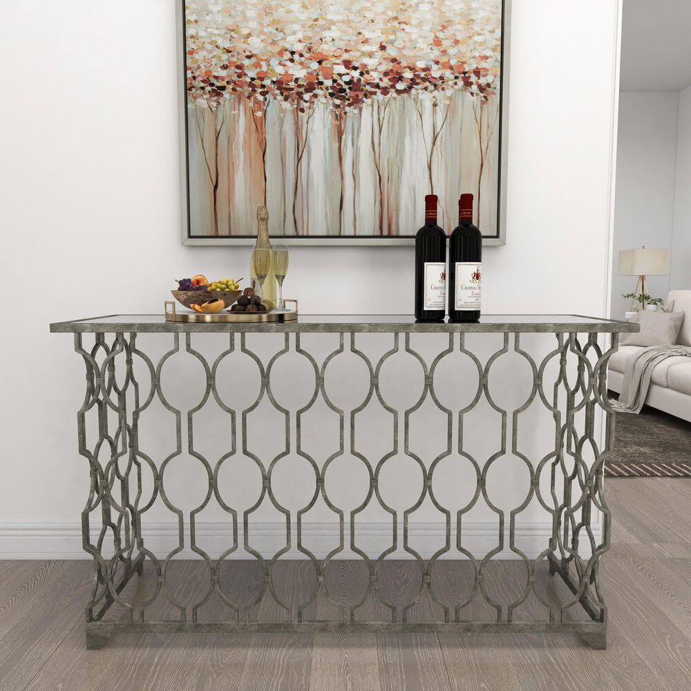 Maple and Jade Frame Console Table in Silver, , large