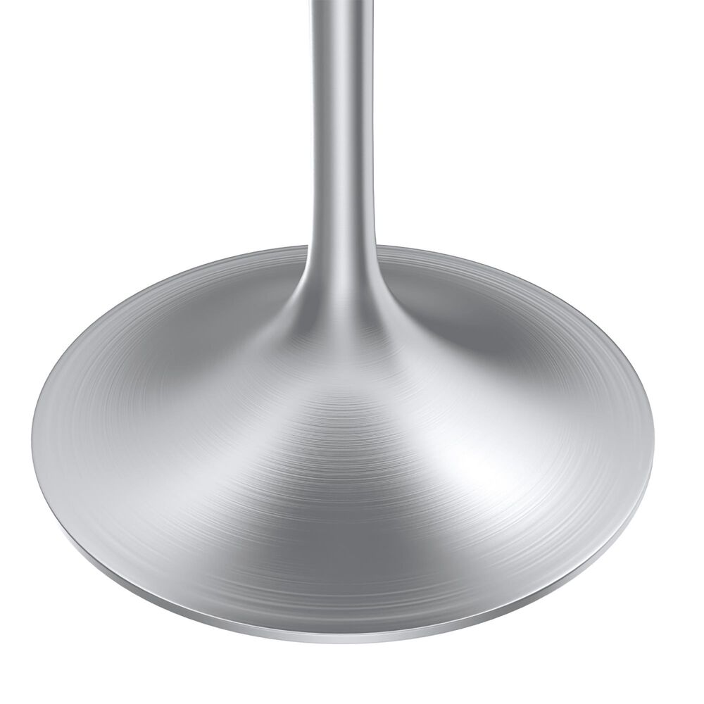 Leisuremod LeisureMod Verve Collection 27 Round Dining Table, Brushed Chrome Base with Sintered Stone Grey Top, , large
