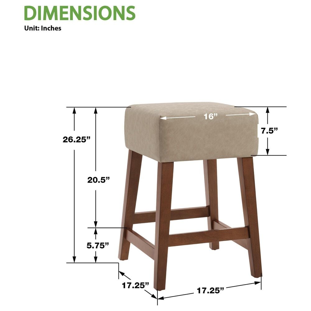 Valor Living Roscoe 26" Backless Counter Stool with Taupe Upholstery in Cherry, , large