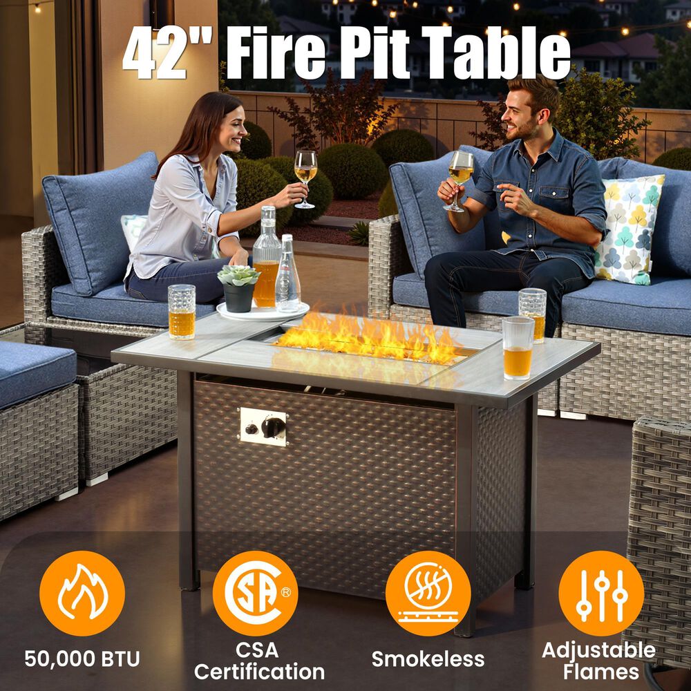 HOMLUX 11-Piece Patio Sectional Set in Denim Blue, , large