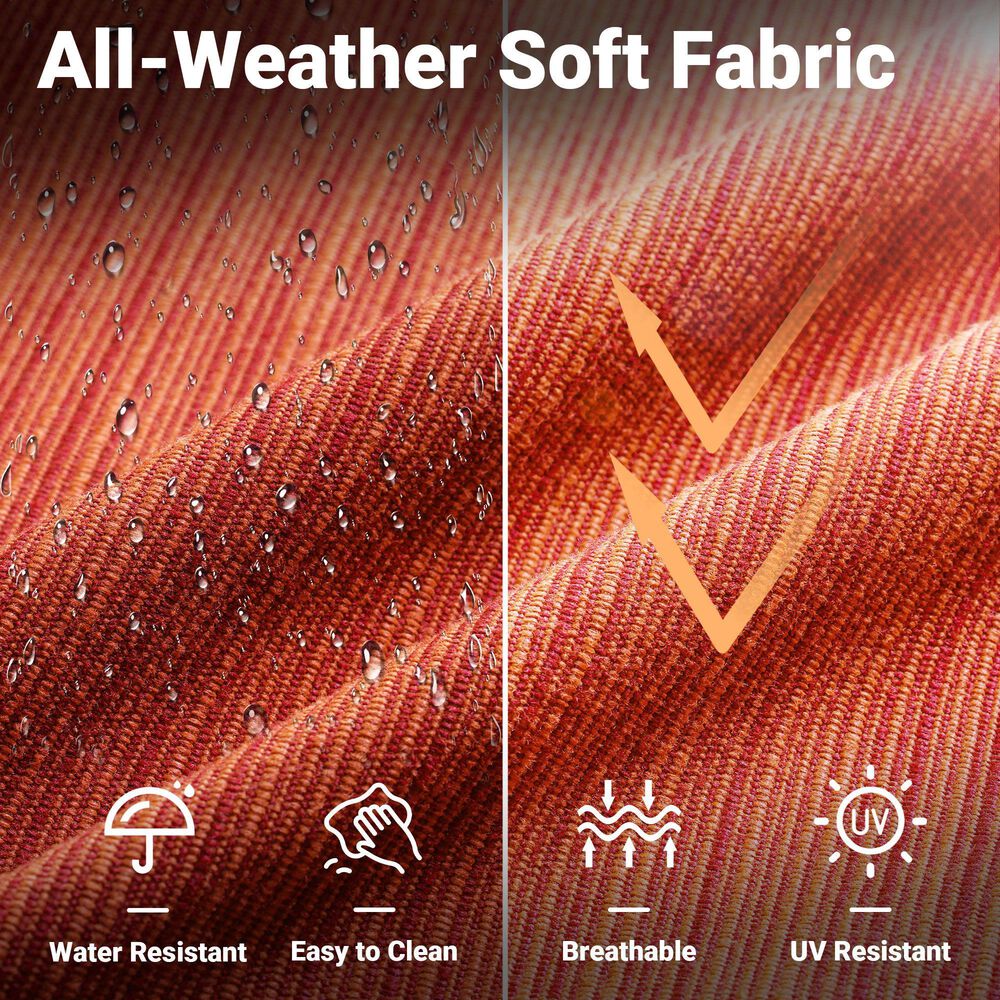 HOMLUX 7-Piece Patio Conversation Set with Rocking Chairs and Fire Pit Table in Orange Red, , large