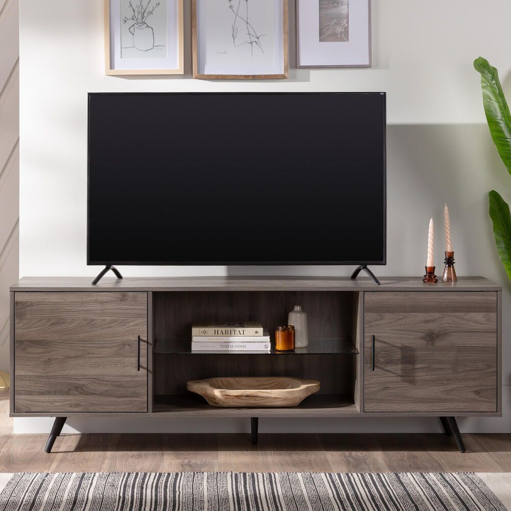 Walker Edison Nora 70&quot; TV Stand in Slate Grey, , large