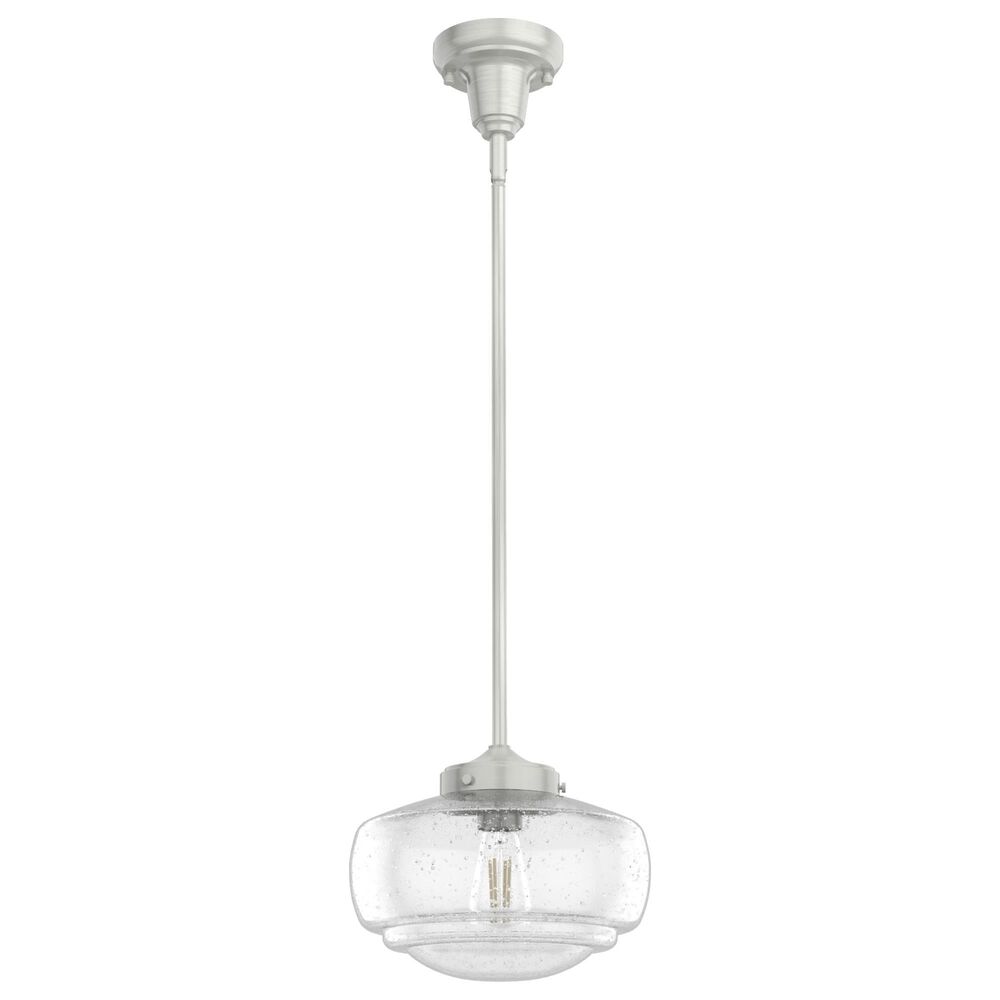 Hunter Saddle Creek 10" 1-Light Pendant with Clear Seeded Shade in Brushed Nickel, , large
