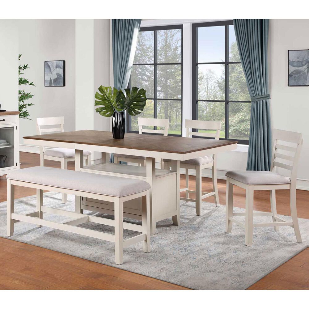 Steve Silver Hyland 6-Piece Counter Height Dining Set in Milk and Honey, , large