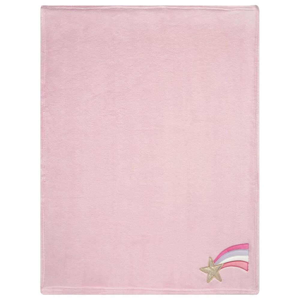 Lambs and Ivy Rainbow Unicorn Blanket in Pink and Gold, , large