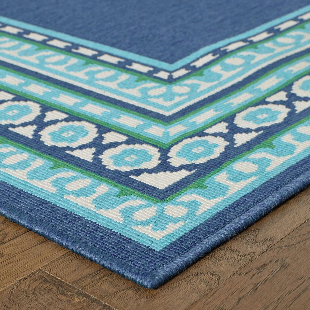 Oriental Weavers Meridian Navy and Green 2'3" x 7'6" Indoor/Outdoor Runner, , large