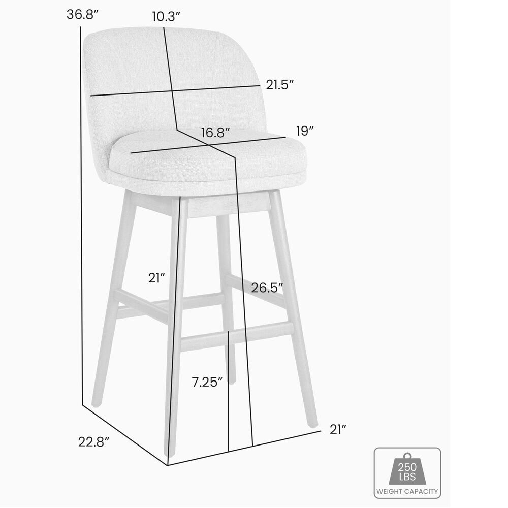 Armen Living Sadie 26" Swivel Counter Height Stool in Washed Wood, , large