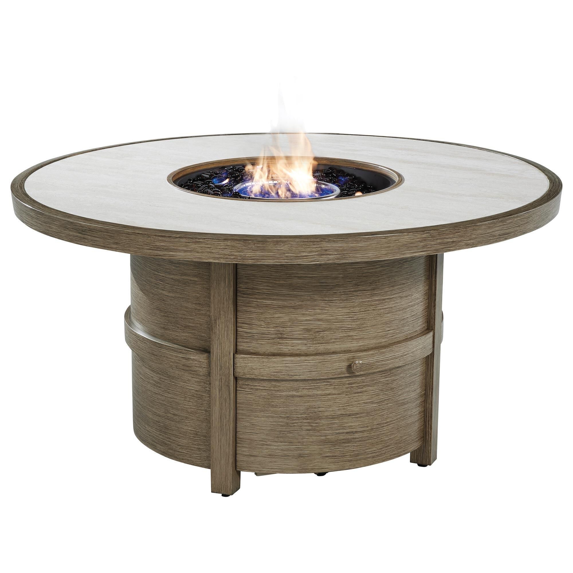 Ashley Rainier Ranch 5-Piece Fire Pit Chat Set in Beige