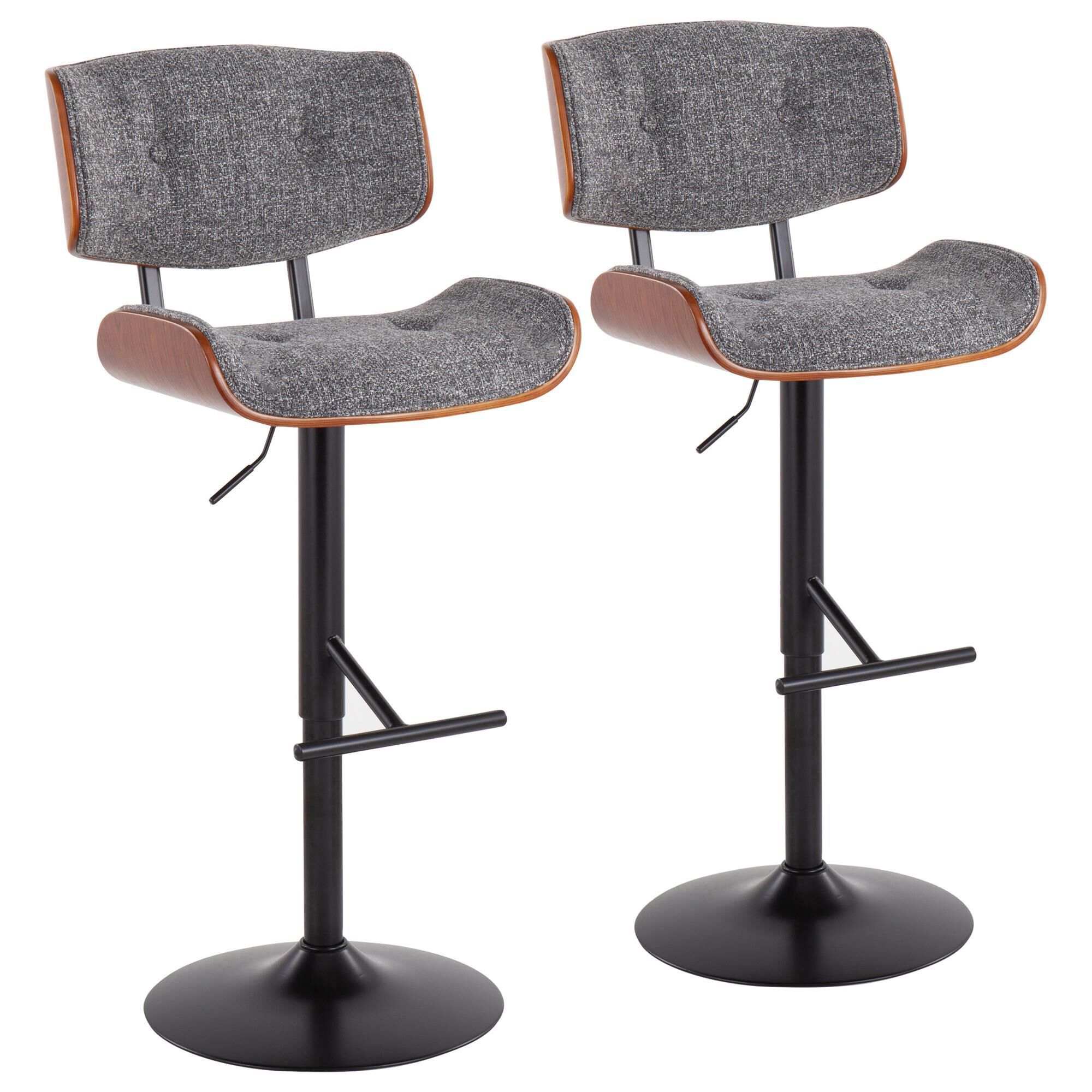 Lombardi black & walnut adjustable swivel barstool cheap