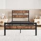 Hearth and Haven Twin Platform Bed with Metal Slats Support in Black and Brown, , large