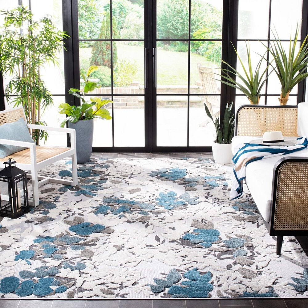 Safavieh Cabana CBN674B 9&#39; x 12&#39; Beige and Blue Indoor/Outdoor Area Performance Rug, , large