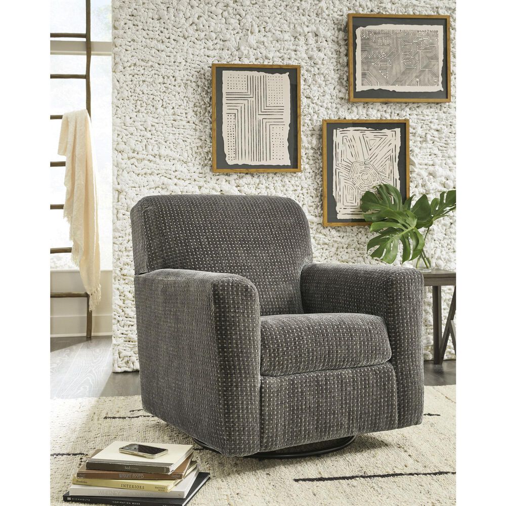 Ashley Herstow Swivel Glider Chair in Charcoal, , large