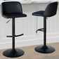 LumiSource Toriano Swivel Adjustable Bar Stool with Grey Faux Leather Upholstery in Black (Set of 2), , large