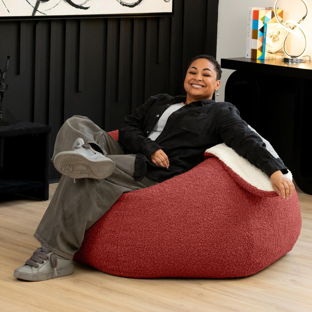 Jaxx HopSeat Bunny Oval Shaped Large Bean Bag Chair in Rosewood, , large