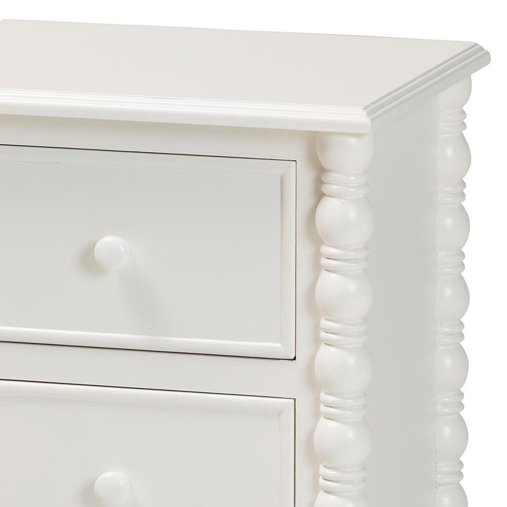 Baxton Studio Malinda 2-Drawer End Table with Spindle Legs in White, , large