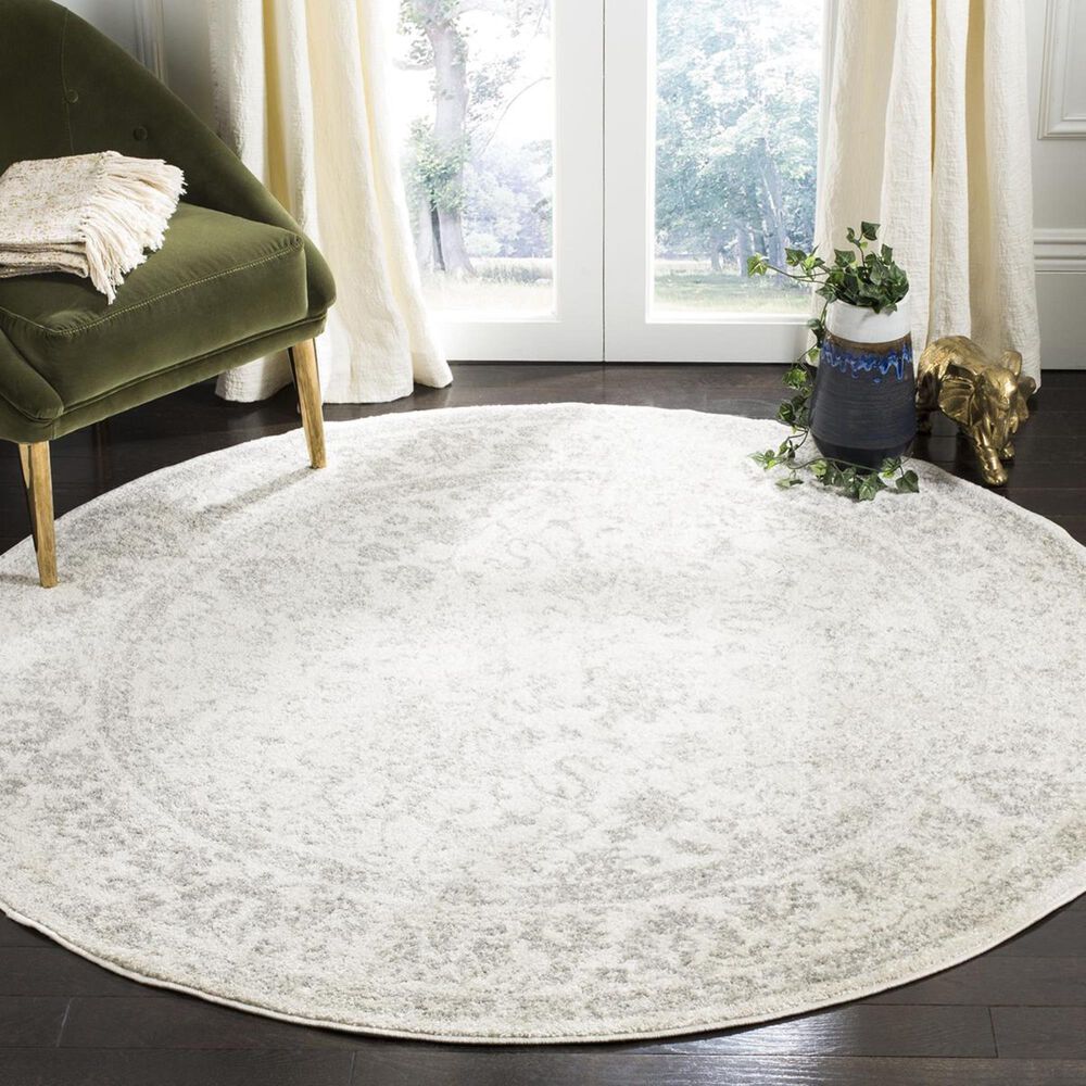 Safavieh Adirondack ADR109C-9R 9" x 9"  Ivory/Silver Round Rug, , large