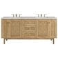 James Martin Vanities Laurent 72" Double Bathroom Vanity in Light Natural Oak with 3 cm Eternal Jasmine Pearl Silestone Top, Rectangular Sinks and FreePower Wireless Charger, , large