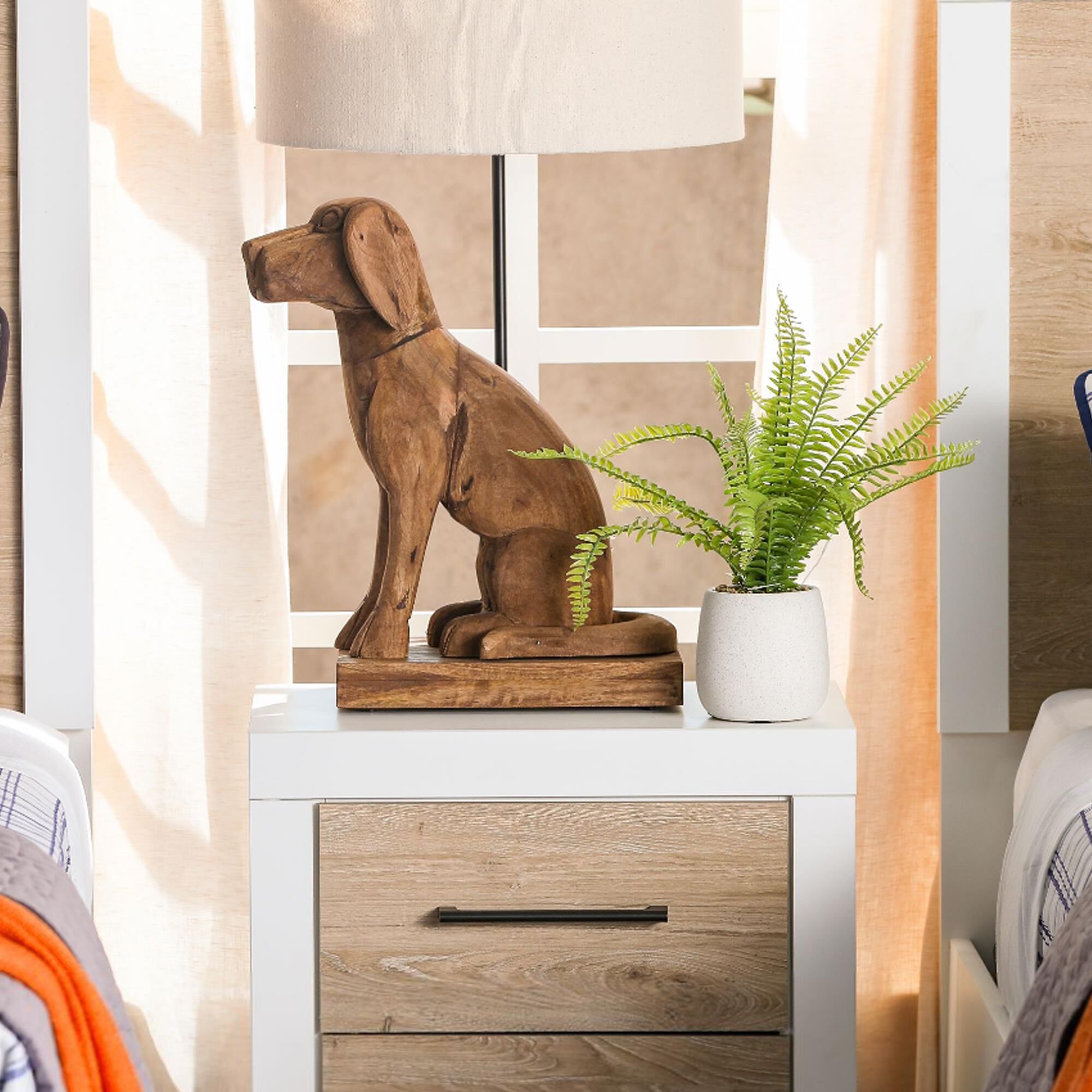 Wooden dog lamp cheap