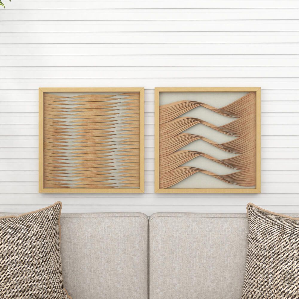 Maple and Jade 24&quot; x 24&quot; Abstract Framed Wall Art in Brown and Beige &#40;Set of 2&#41;, , large