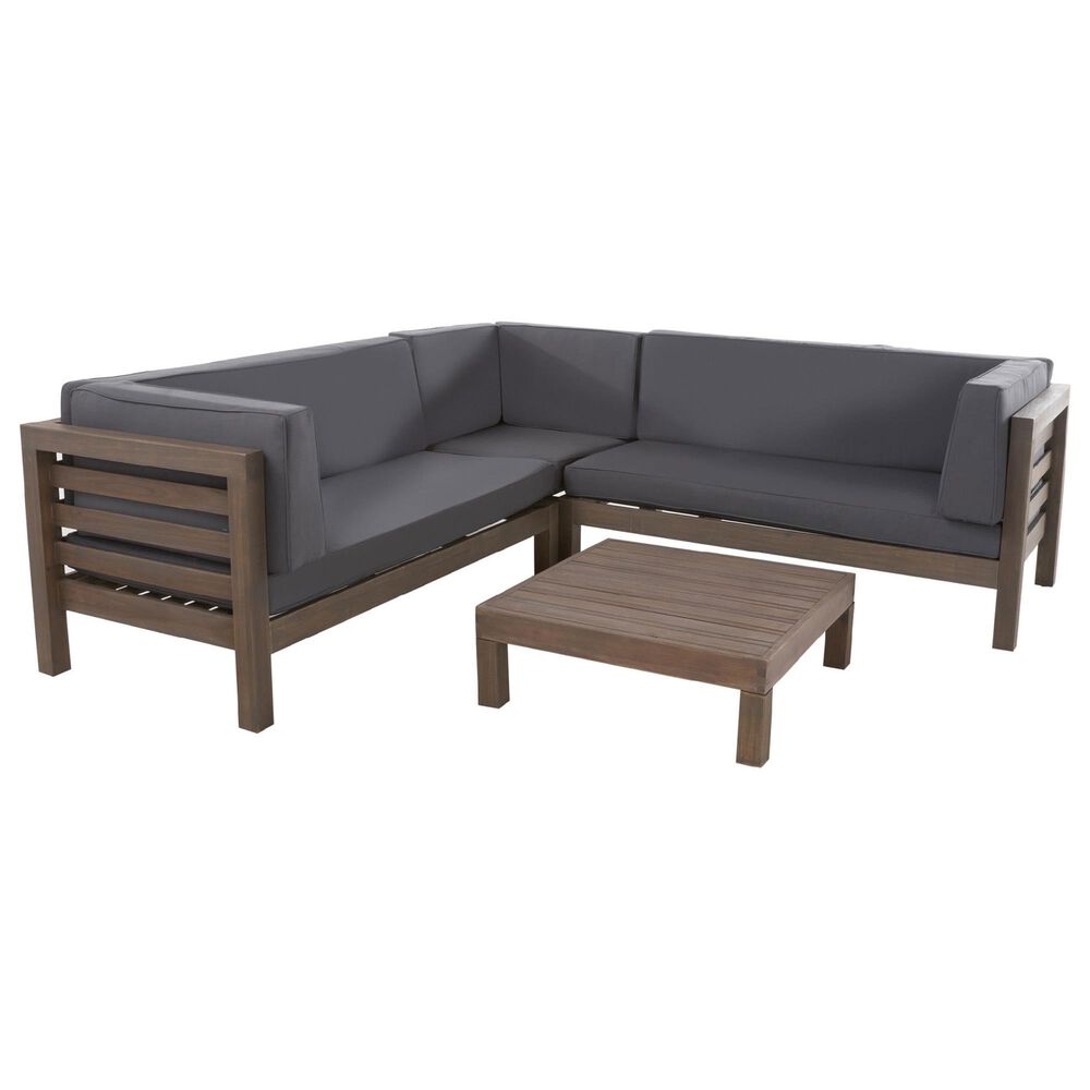 Noble House Oana 4-Piece Patio Sectional Set in Dark Gray, , large