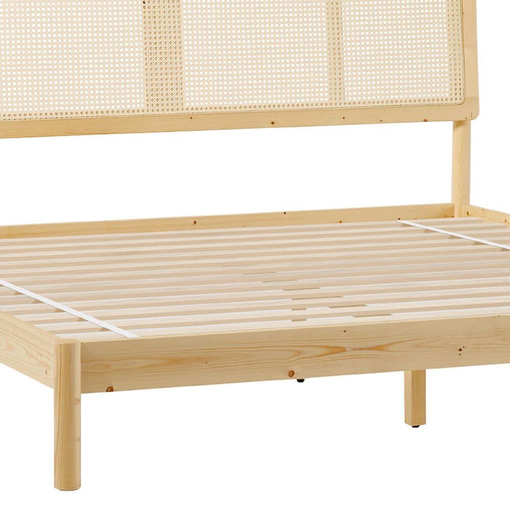 Walker Edison Neru King Platform Bed with Curved Rattan Headboard in Natural, , large