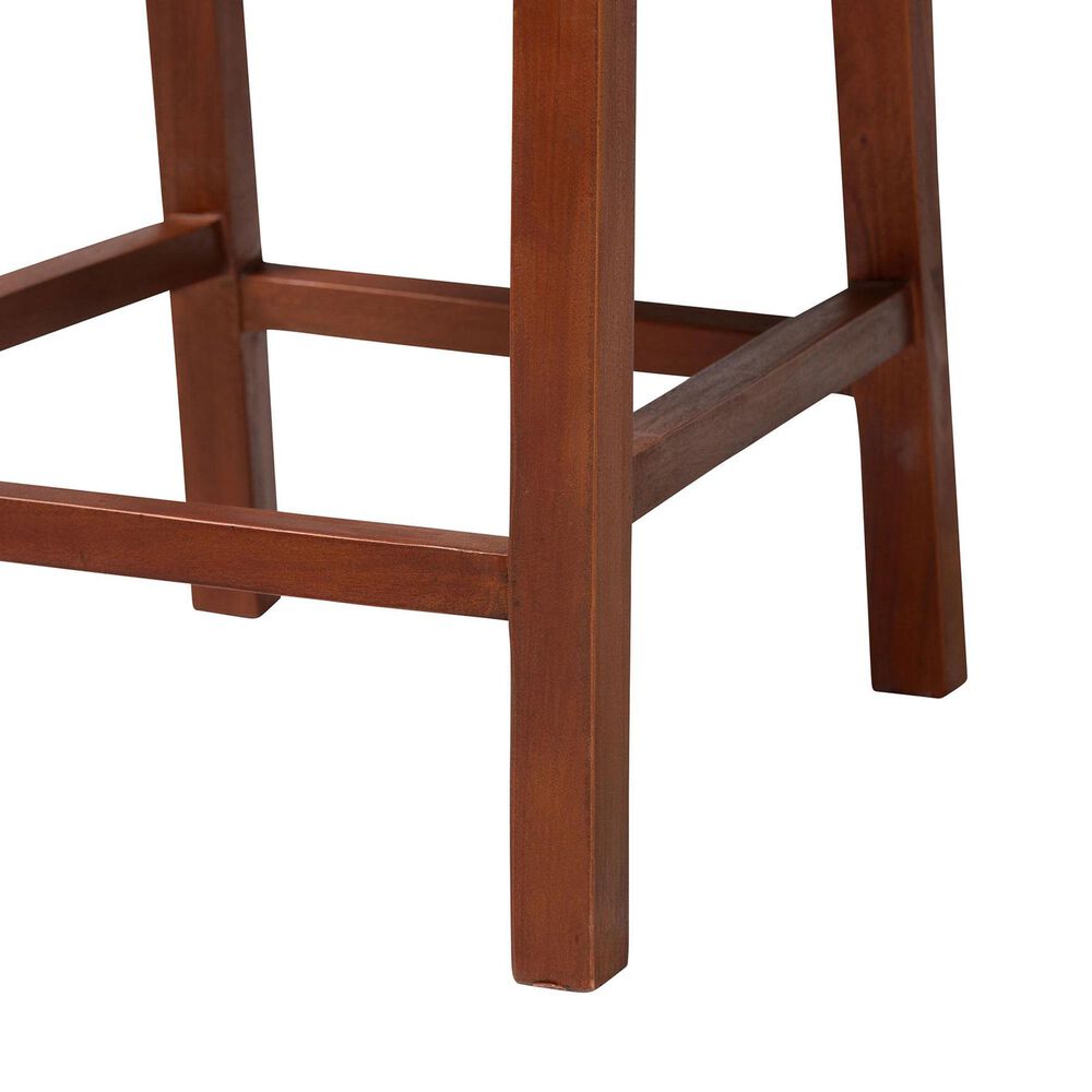 Baxton Studio Lesia Counter Stool with White Cushion in Walnut Brown, , large