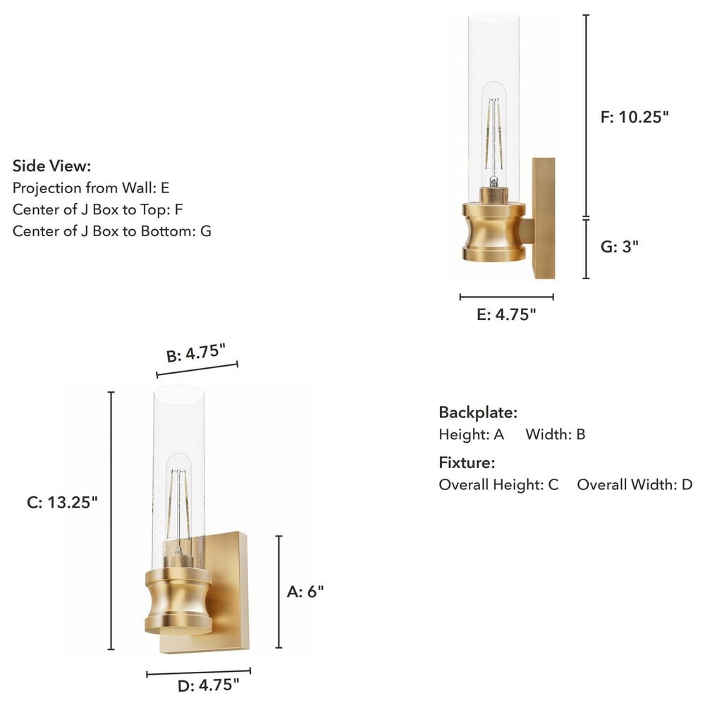 Hunter Lenlock 1-Light Wall Sconce with Seeded Shade in Alturas Gold, , large