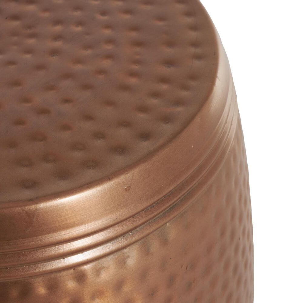 Maple and Jade Handmade Drum Accent End Table in Weathered Copper, , large