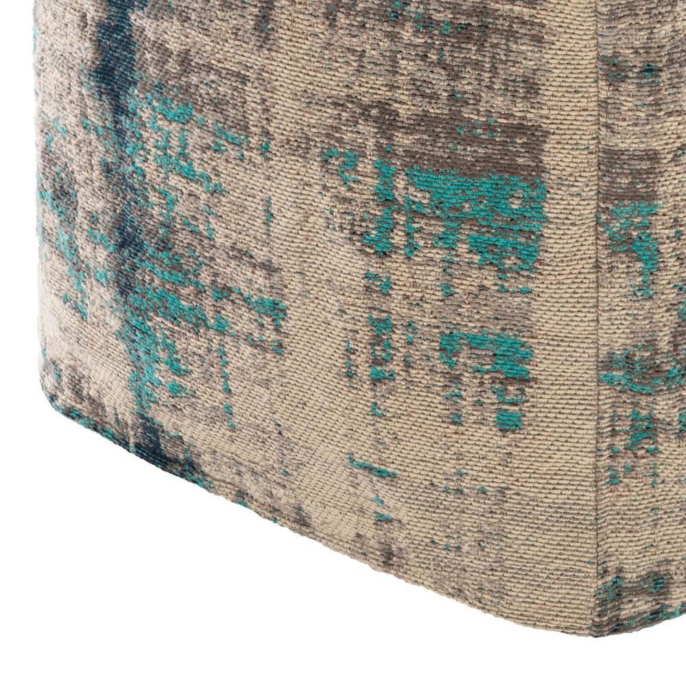 Surya Dalen Pouf in Aqua/Blue/Ivory, , large