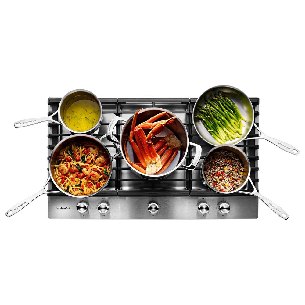 KitchenAid 2-Piece Kitchen Package with Black Ore 30" Smart Single Wall Oven and Stainless Steel 36" Gas Cooktop, , large