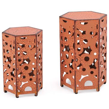 Hearth and Haven Selva Patio Accent Table in Orange (Set of 2), , large