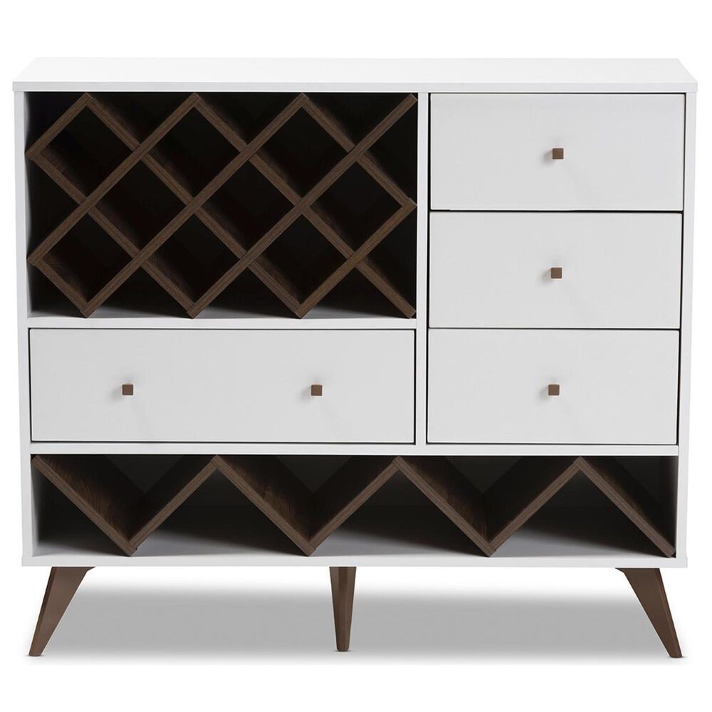 Baxton Studio Savino Wine Cabinet in White/Walnut Brown, , large