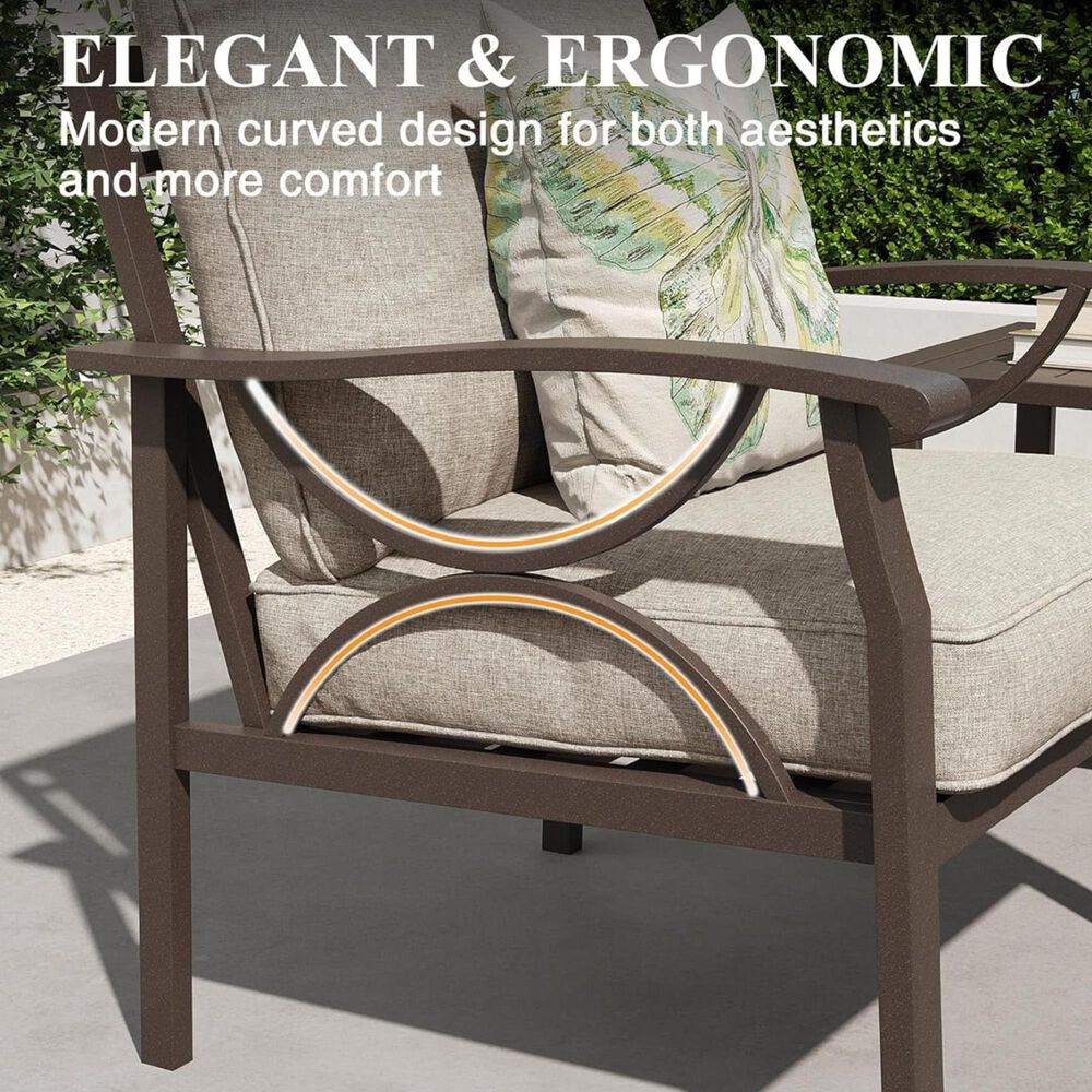 Hearth and Haven Outdoor Loveseat with Light Khaki Metal Frame in Beige, , large