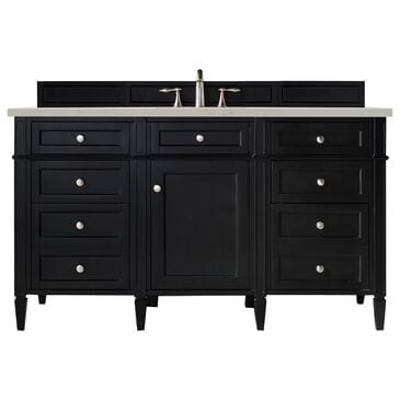James Martin Brittany 60" Single Bathroom Vanity in Black Onyx with 3 cm Siberian Silestone Top and Rectangular Sink, , large