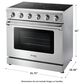 Thor Kitchen 36" Professional Electric Range in Stainless Steel, , large