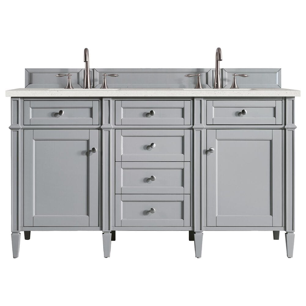 James Martin Vanities Brittany 60" Double Bathroom Vanity in Urban Gray with 3 cm Lime Delight Quartz Top and Rectangular Sinks, , large