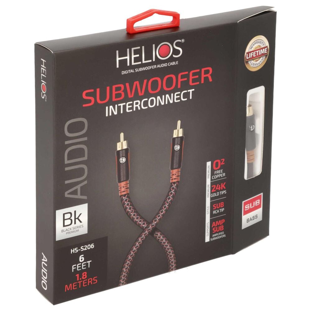 Helios 3-Piece 4 Outlet Surge Protector and 50' 16-Gauge Speaker Wire with Black Series 6' Subwoofer Cable in Black, , large