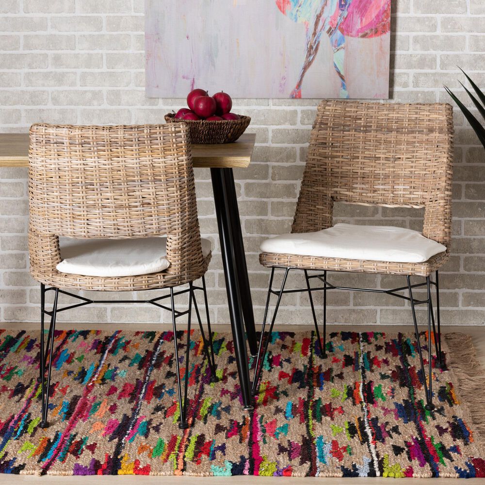 Baxton Studio Nafaro Side Chair in Greywashed and Black (Set of 2), , large