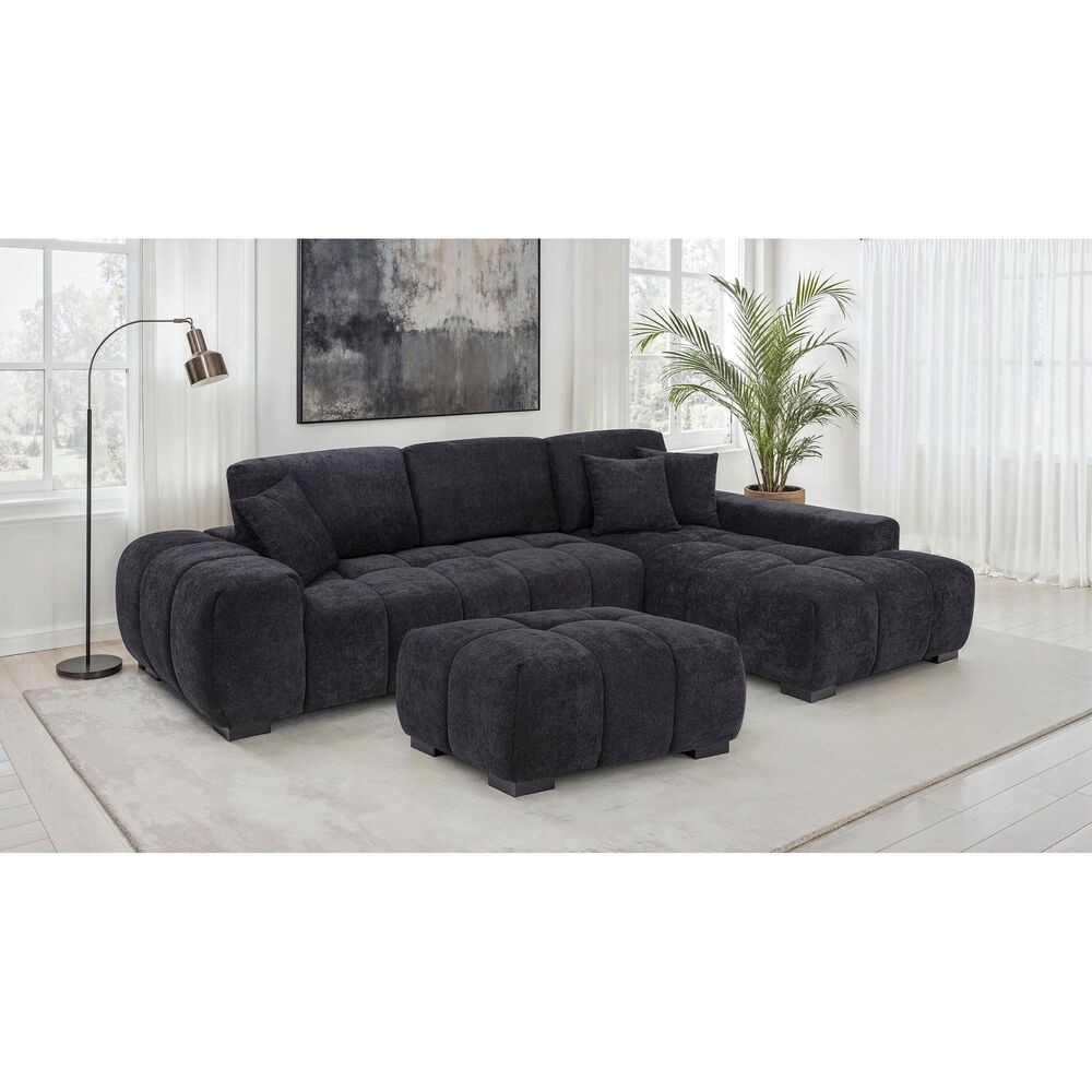 37B Octavia 2-Piece Stationary Right Facing Sectional with Chaise in Black, , large